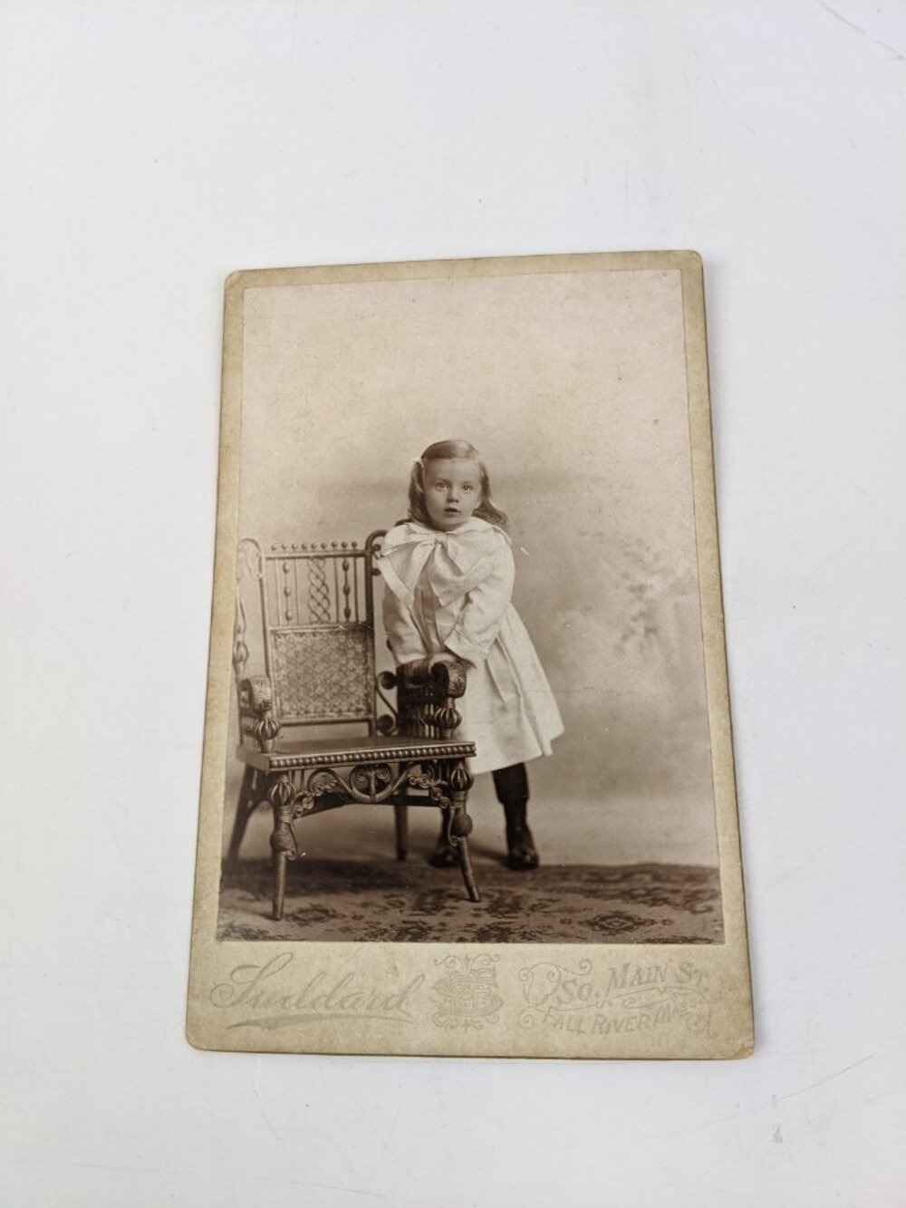 Antique Cabinet Card Fall River MA c. 1900 Albert P Lisson Birthday Period Dress